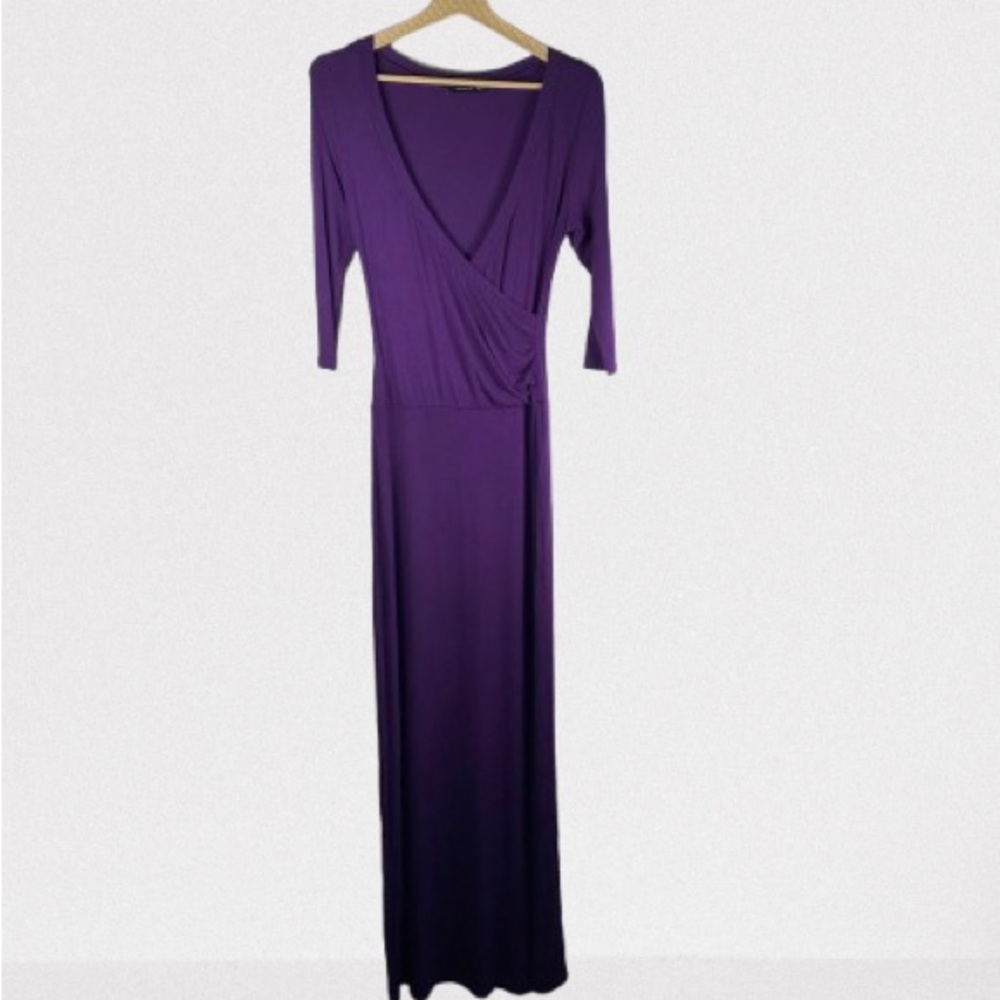 PattyBoutik Deep Purple Long Sleeve Maxi Dress